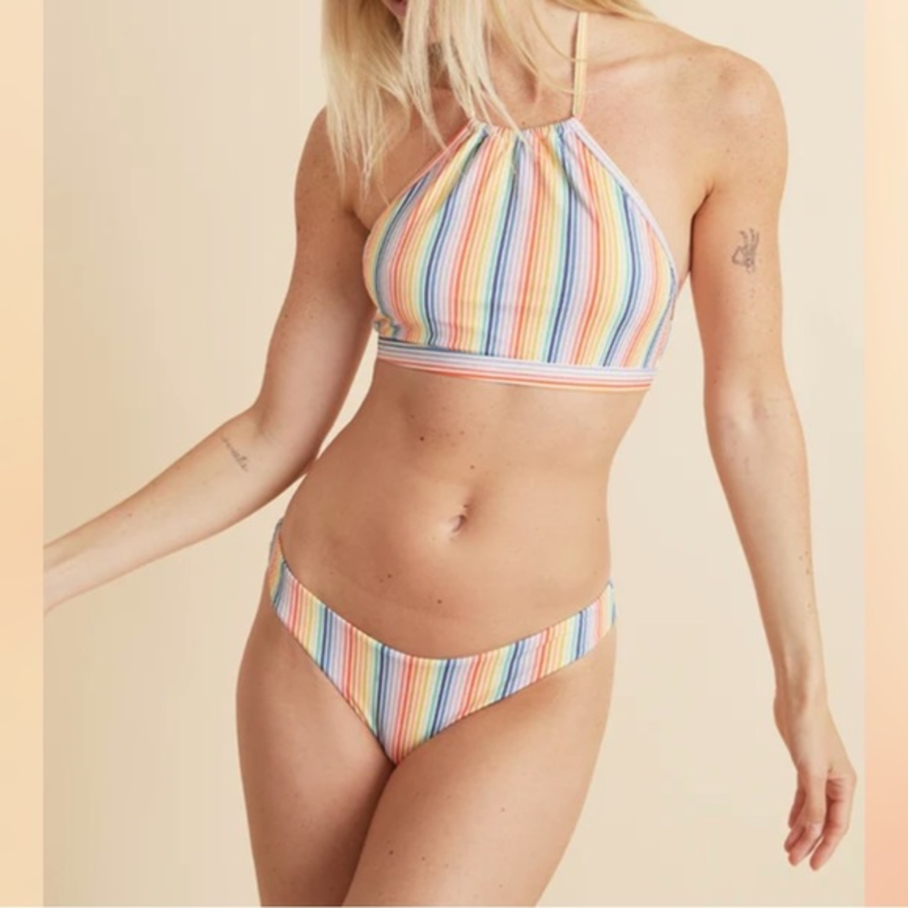 NWT Havana Full‎ Cut Bikini Bottom in Rainbow Stripe